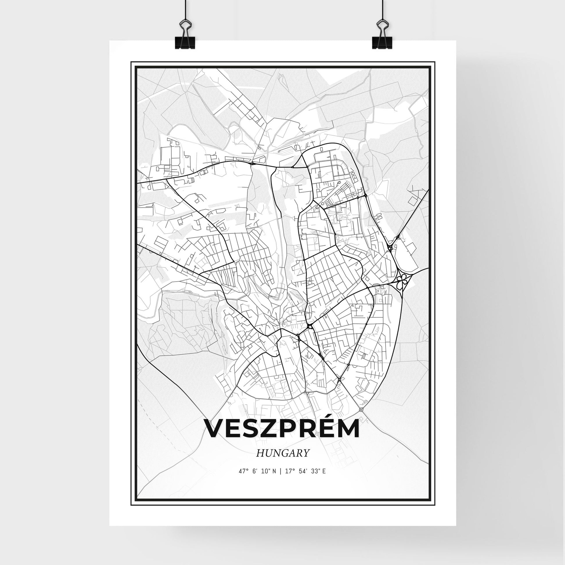 Veszprém Hungary - Premium City Map Poster