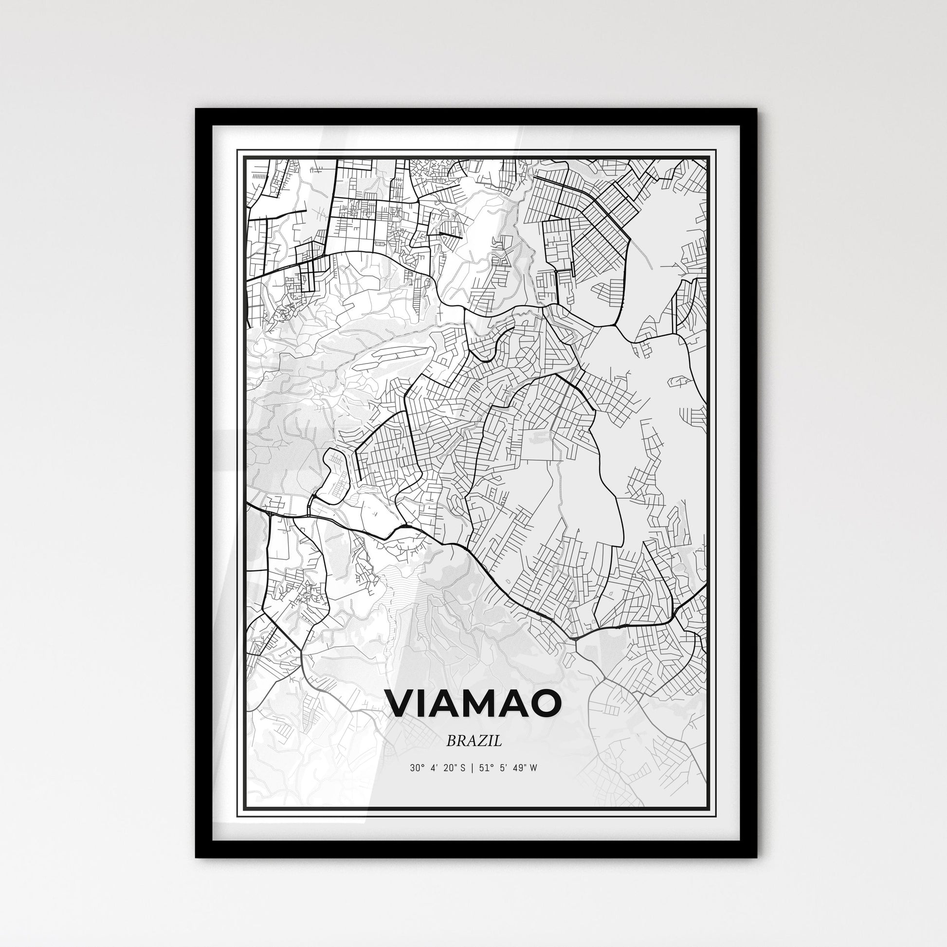 Viamao Brazil - Scandinavian Style City Map for Modern Home Decor