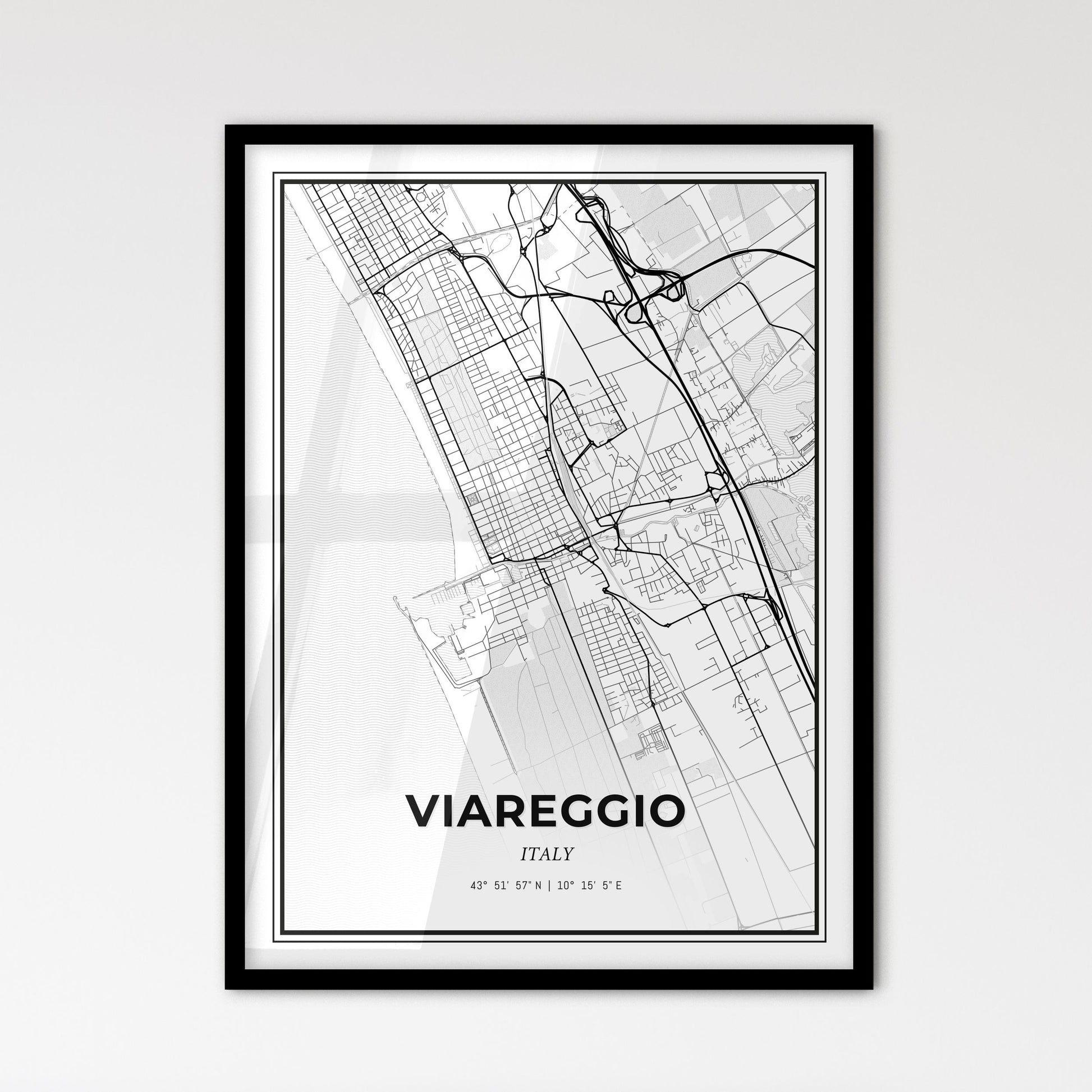 Viareggio Italy - Scandinavian Style City Map for Modern Home Decor