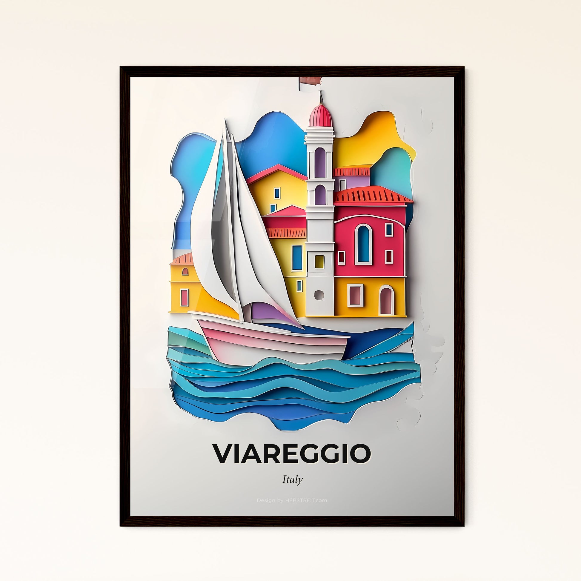 Vivid Viareggio, Italy - a paper cut of a boat in the water