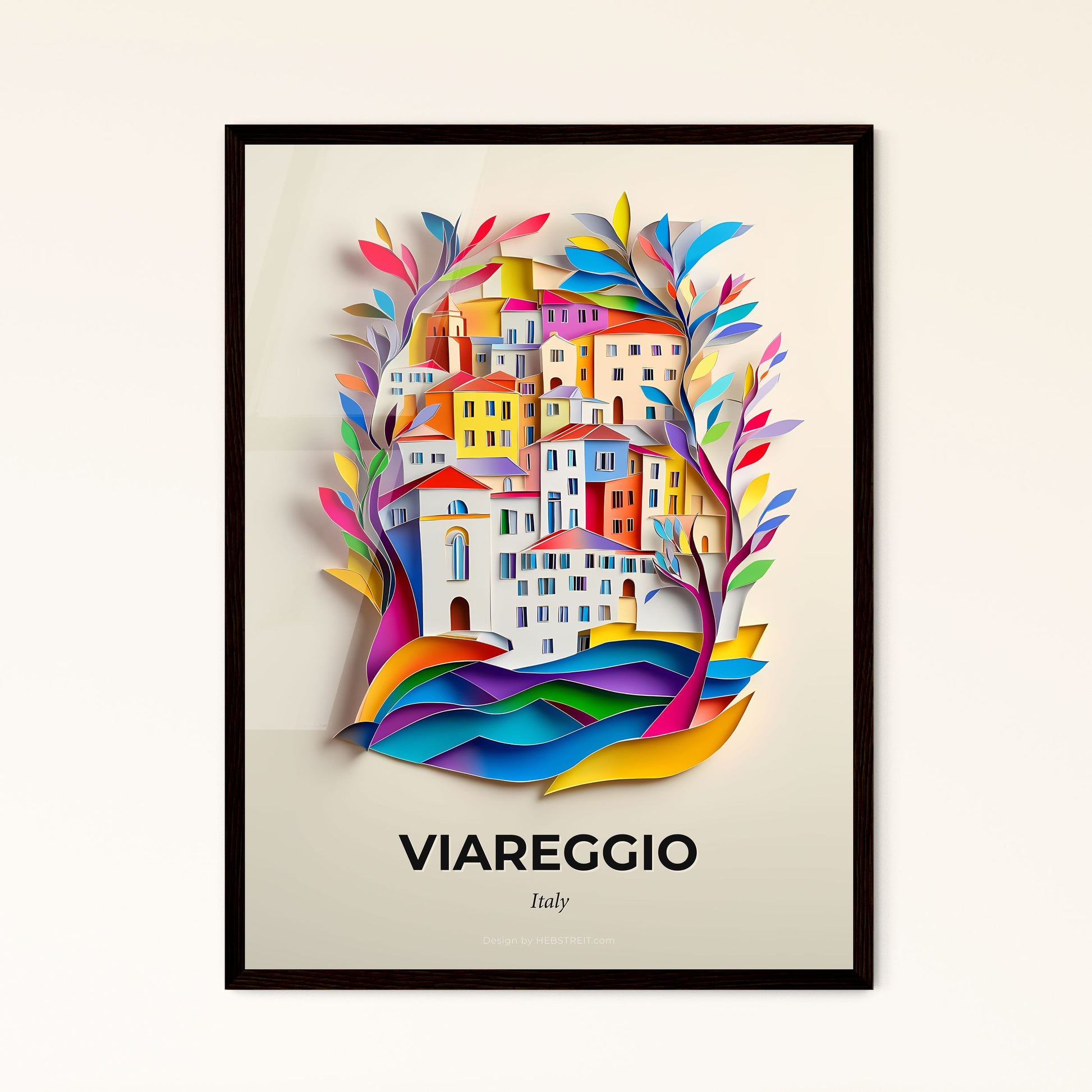 Vivid Viareggio, Italy - a paper cut of a city with a boat