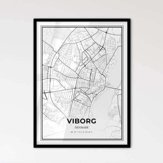 Viborg Denmark - Scandinavian Style City Map for Modern Home Decor