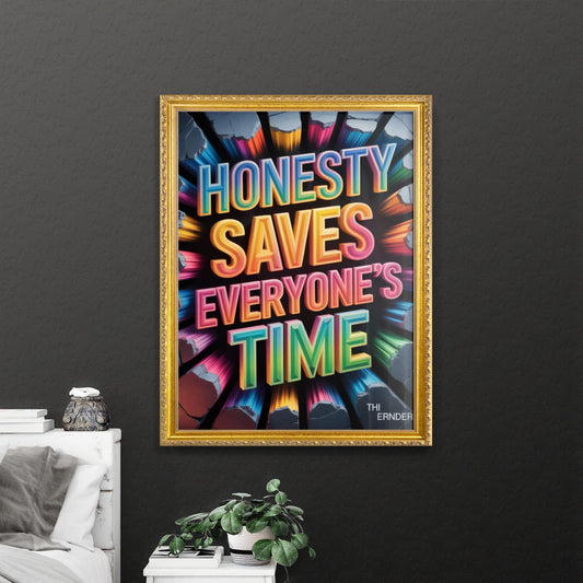 Vibrant Motivational Poster: Honesty Saves Everyone’s Time in Dynamic Colorful Design