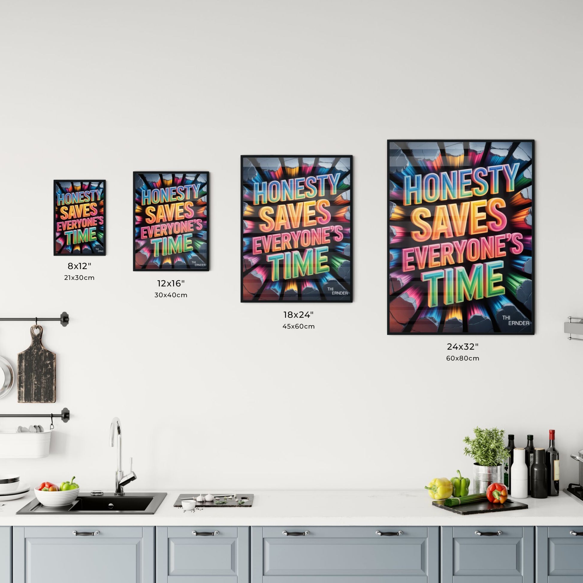Vibrant Motivational Poster: Honesty Saves Everyone’s Time in Dynamic Colorful Design Chart