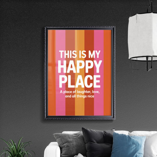 Vibrant Typography Artwork: Celebrating Joy and Happiness in Your Personal Space