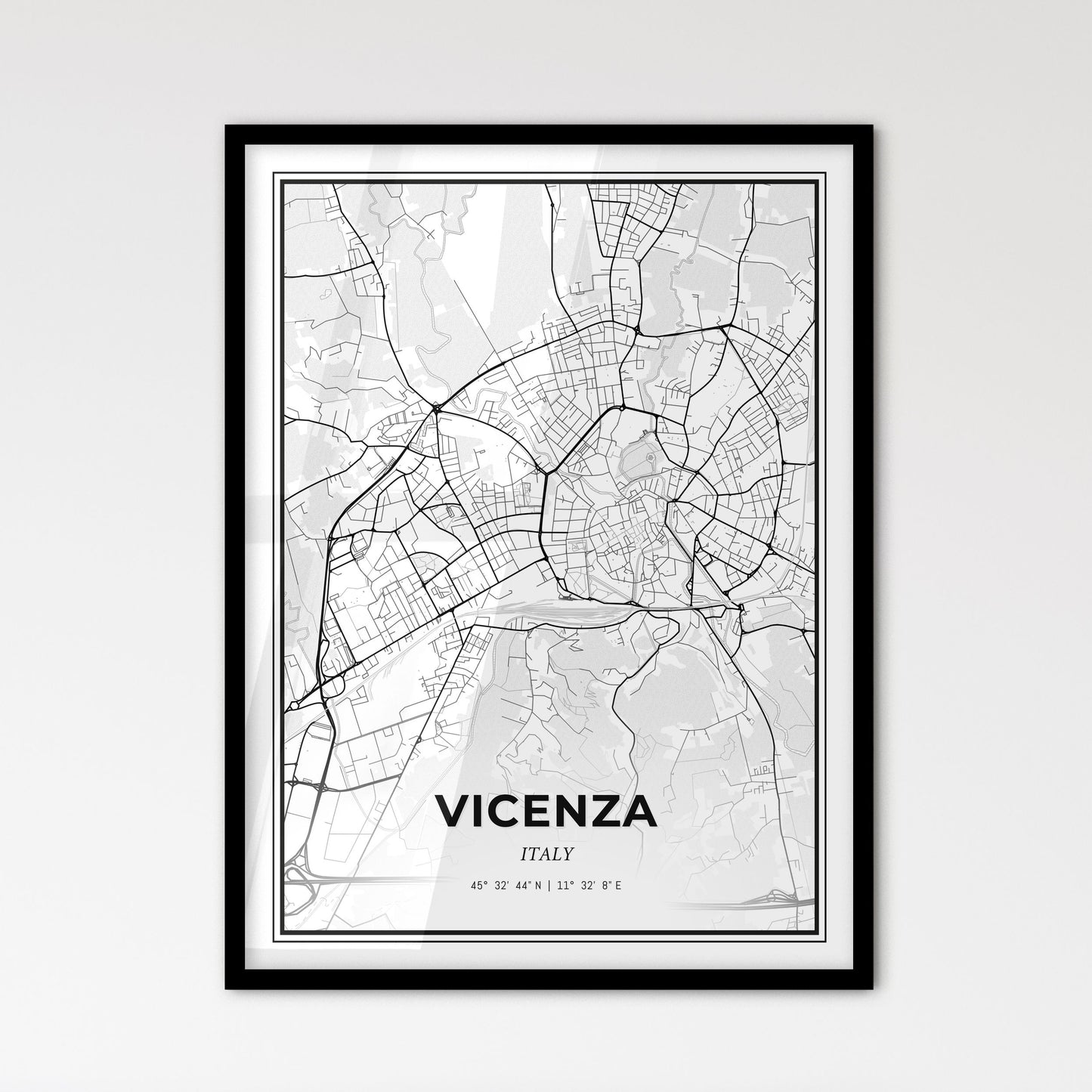 Vicenza Italy - Scandinavian Style City Map for Modern Home Decor