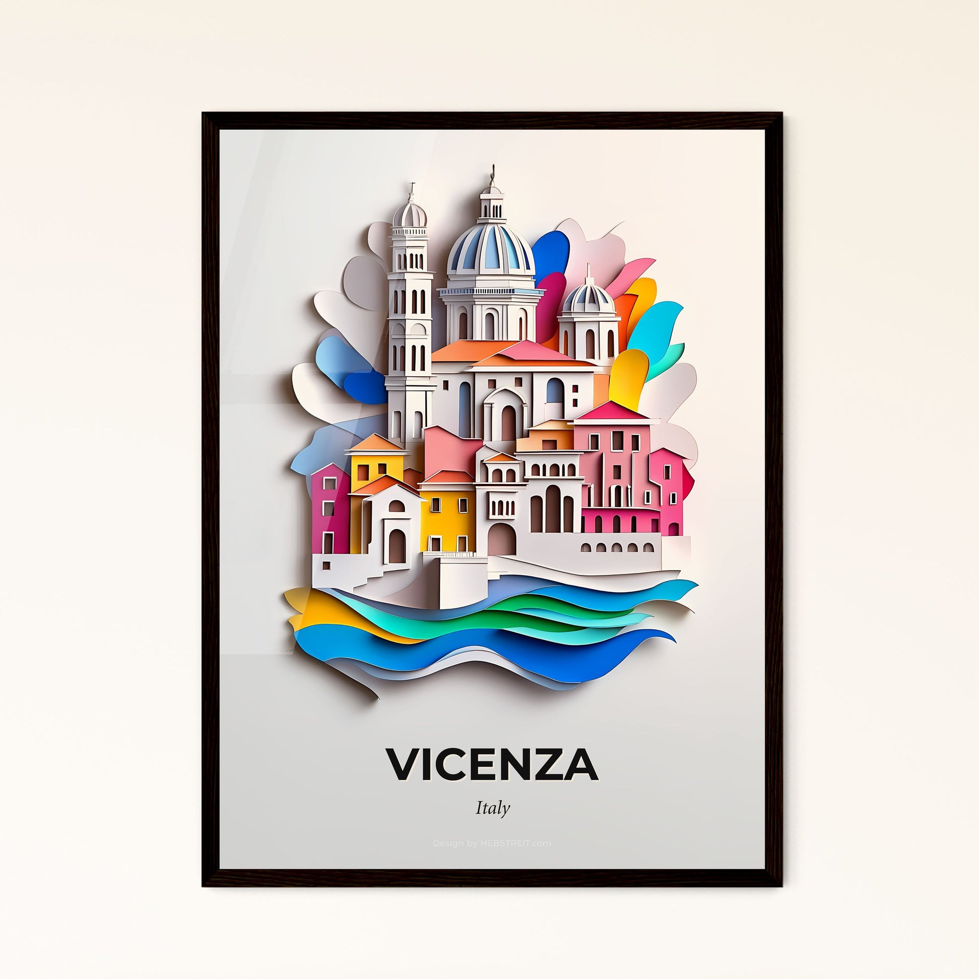 Vivid Vicenza, Italy - a paper cut of a city with a church