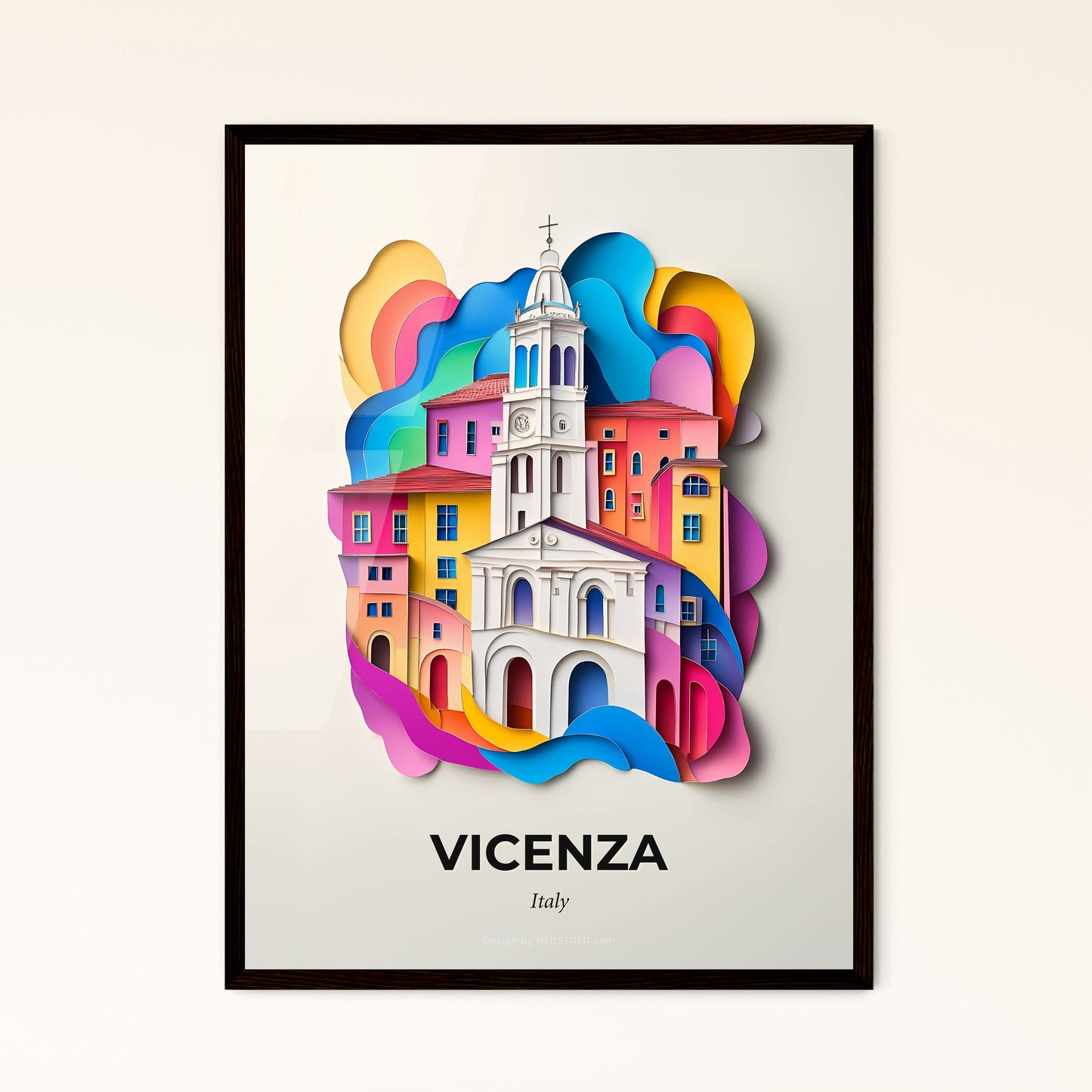 Vivid Vicenza, Italy - a church with a clock tower in a city