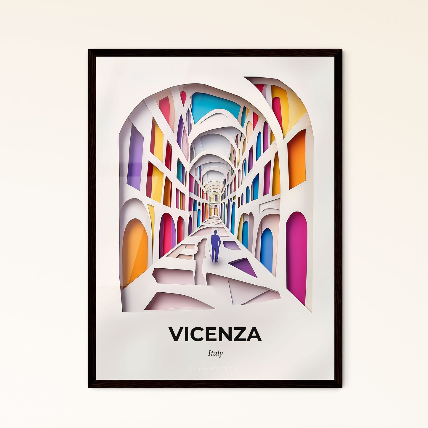 Vivid Vicenza, Italy - a paper cut of a man walking down a hallway