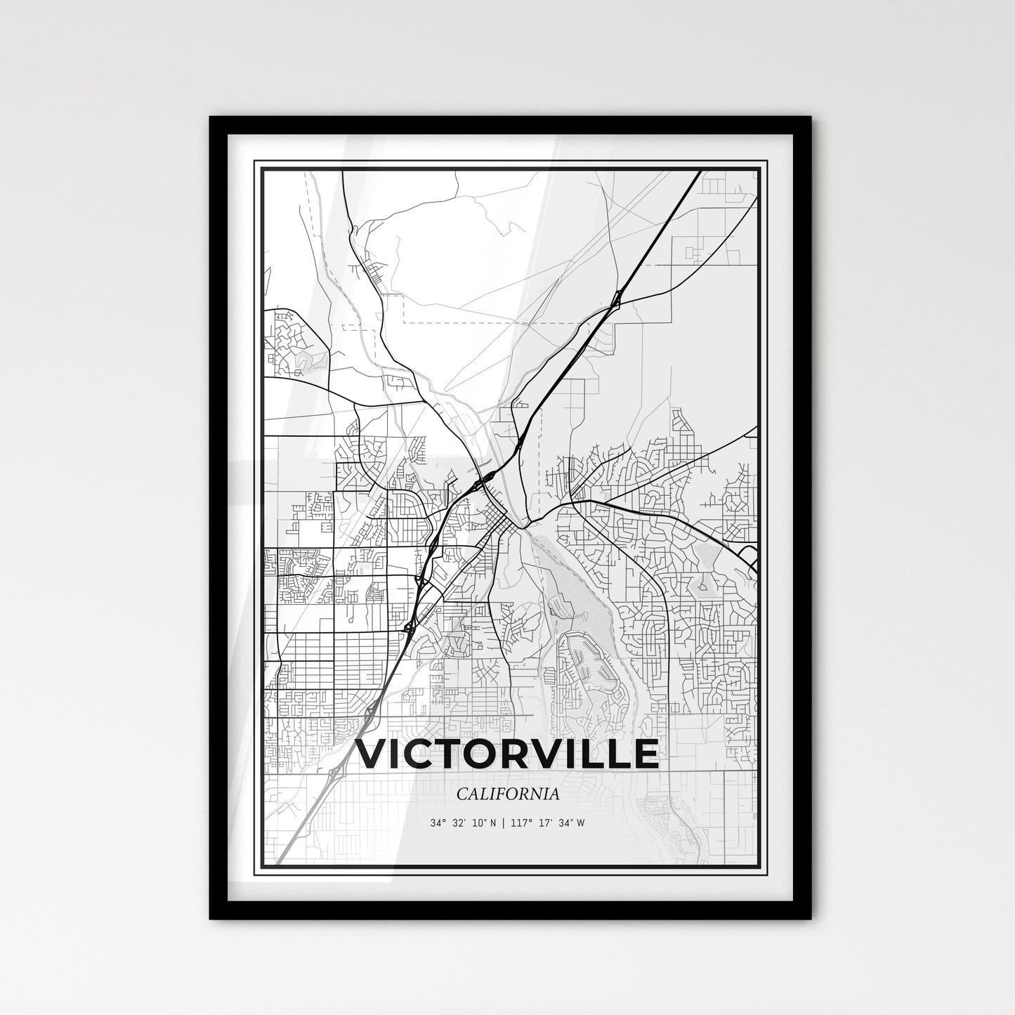 Victorville California - Scandinavian Style City Map for Modern Home Decor