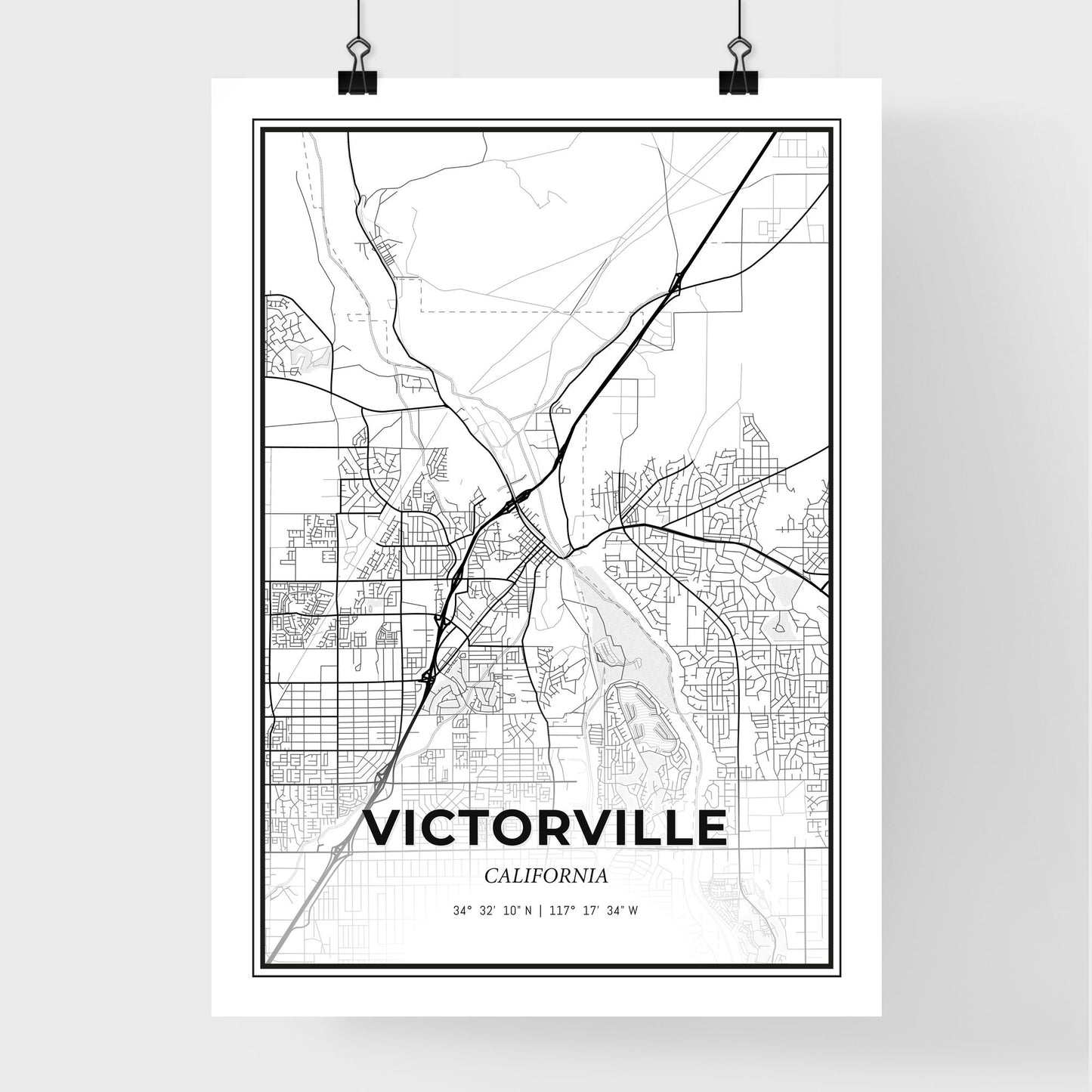 Victorville California - Premium City Map Poster