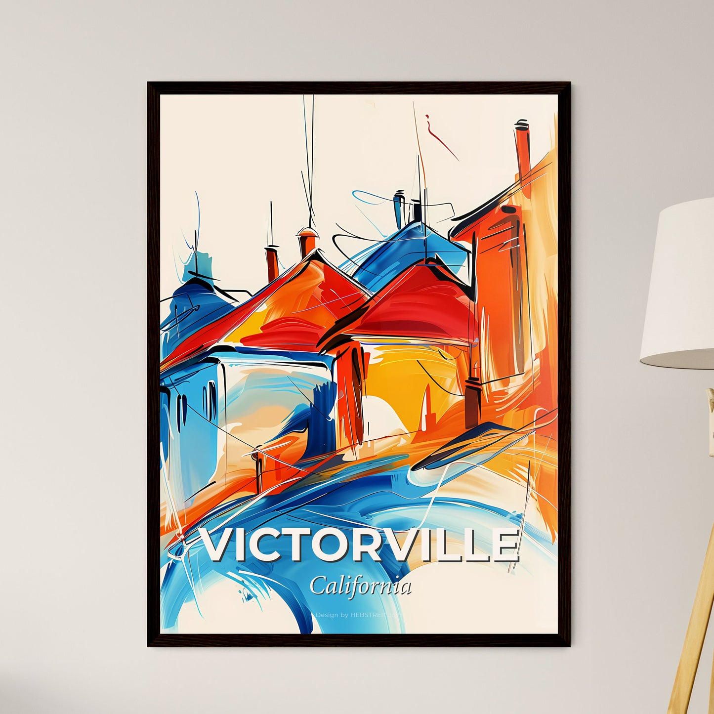 Vibrant Victorville, California - A Painting Of A Group Of Buildings