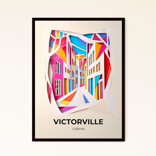 Vivid Victorville, California - a paper cut of a city street with buildings