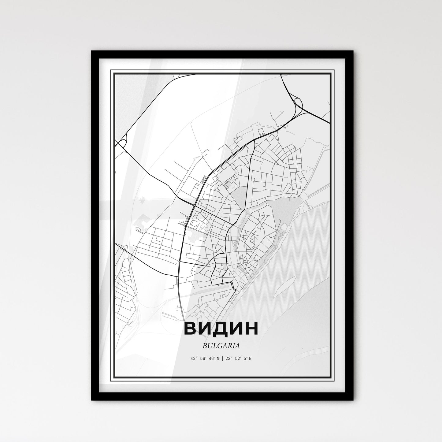 Vidin Bulgaria - Scandinavian Style City Map for Modern Home Decor