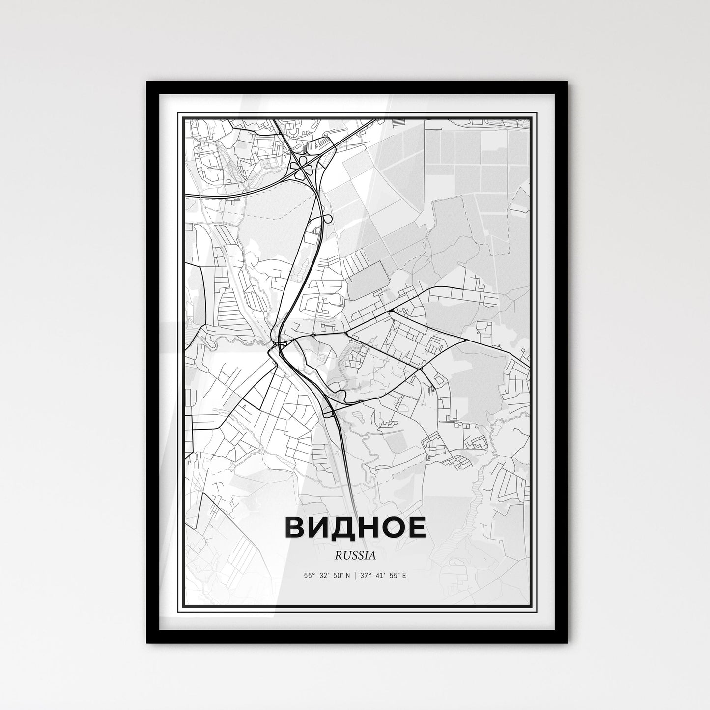 Vidnoye Russia - Scandinavian Style City Map for Modern Home Decor