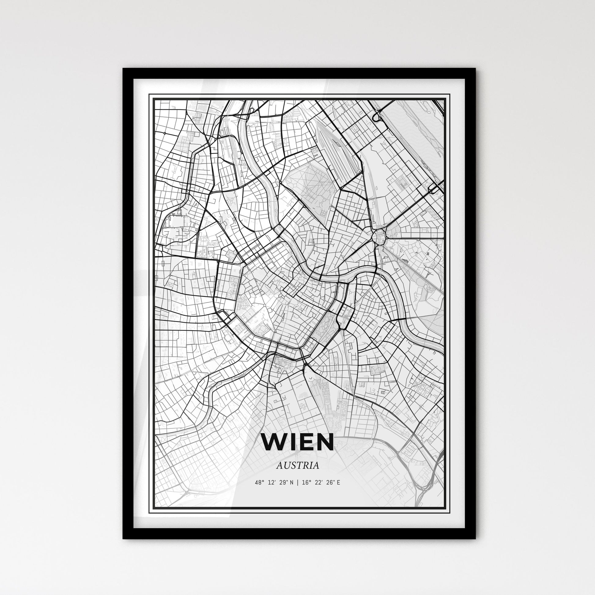 Vienna Austria - Scandinavian Style City Map for Modern Home Decor