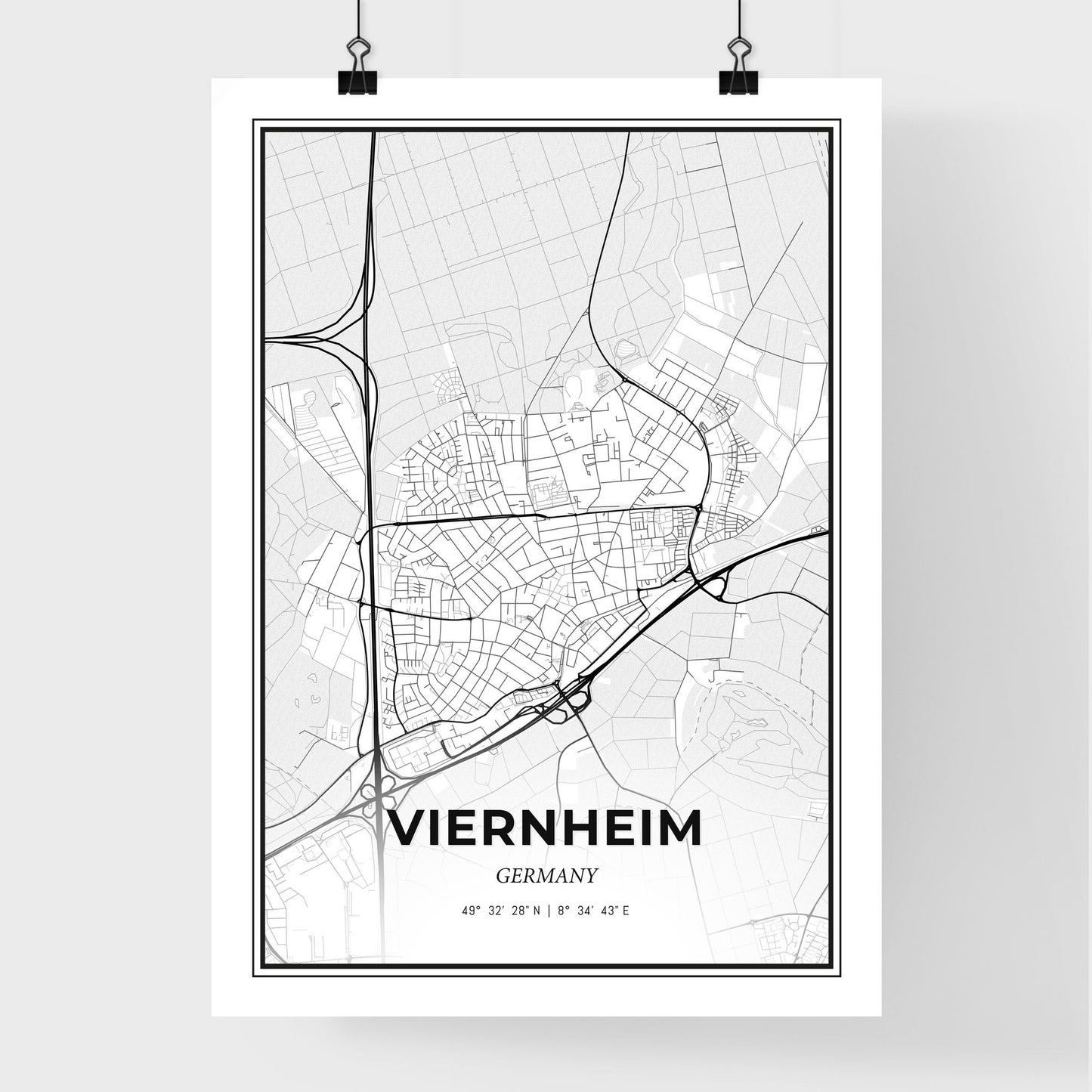 Viernheim Germany - Premium City Map Poster