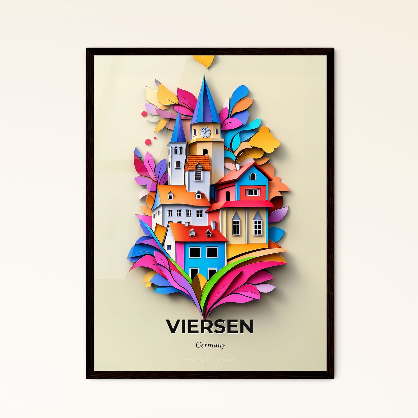 Vivid Viersen, Germany - a colorful city with a clock tower and a tree