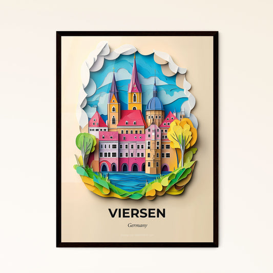 Vivid Viersen, Germany - a paper cut of a castle with a river