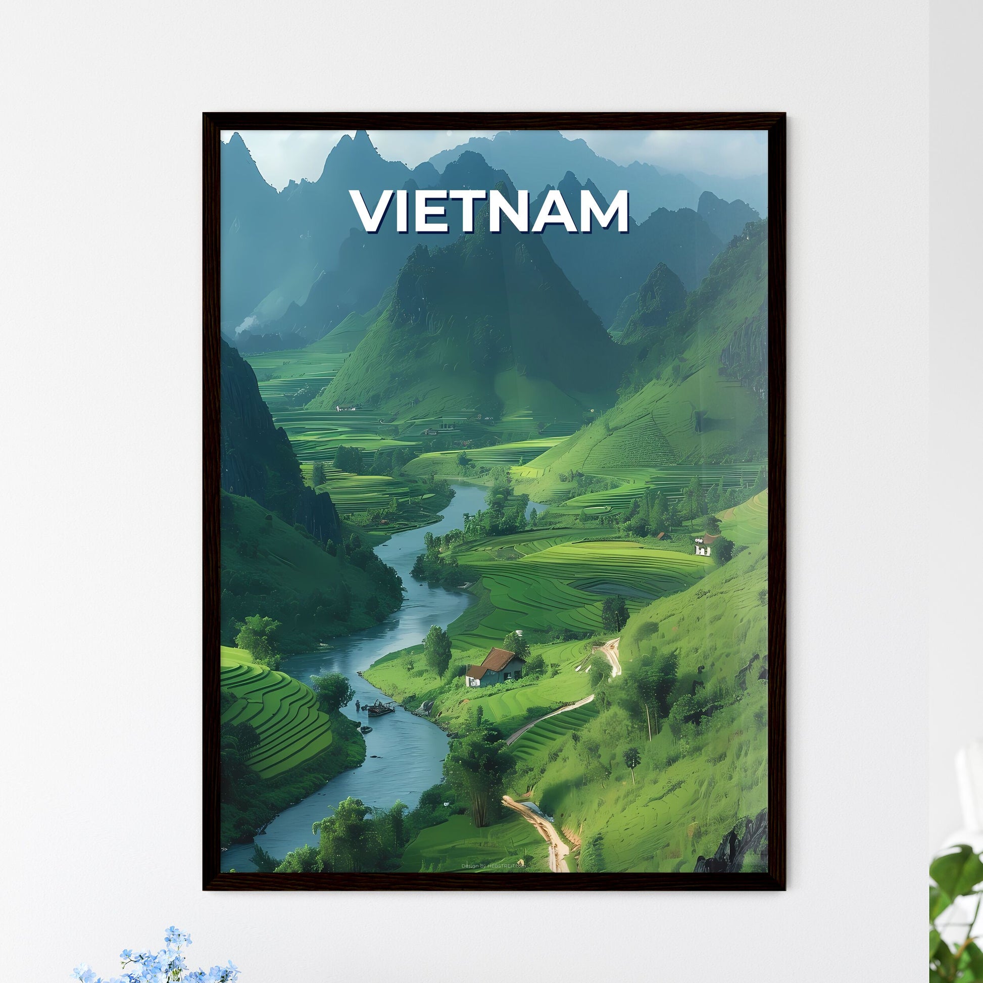 Tranquil River Flows Through Lush Valley in the Heart of Southeast Asia's Vietnam