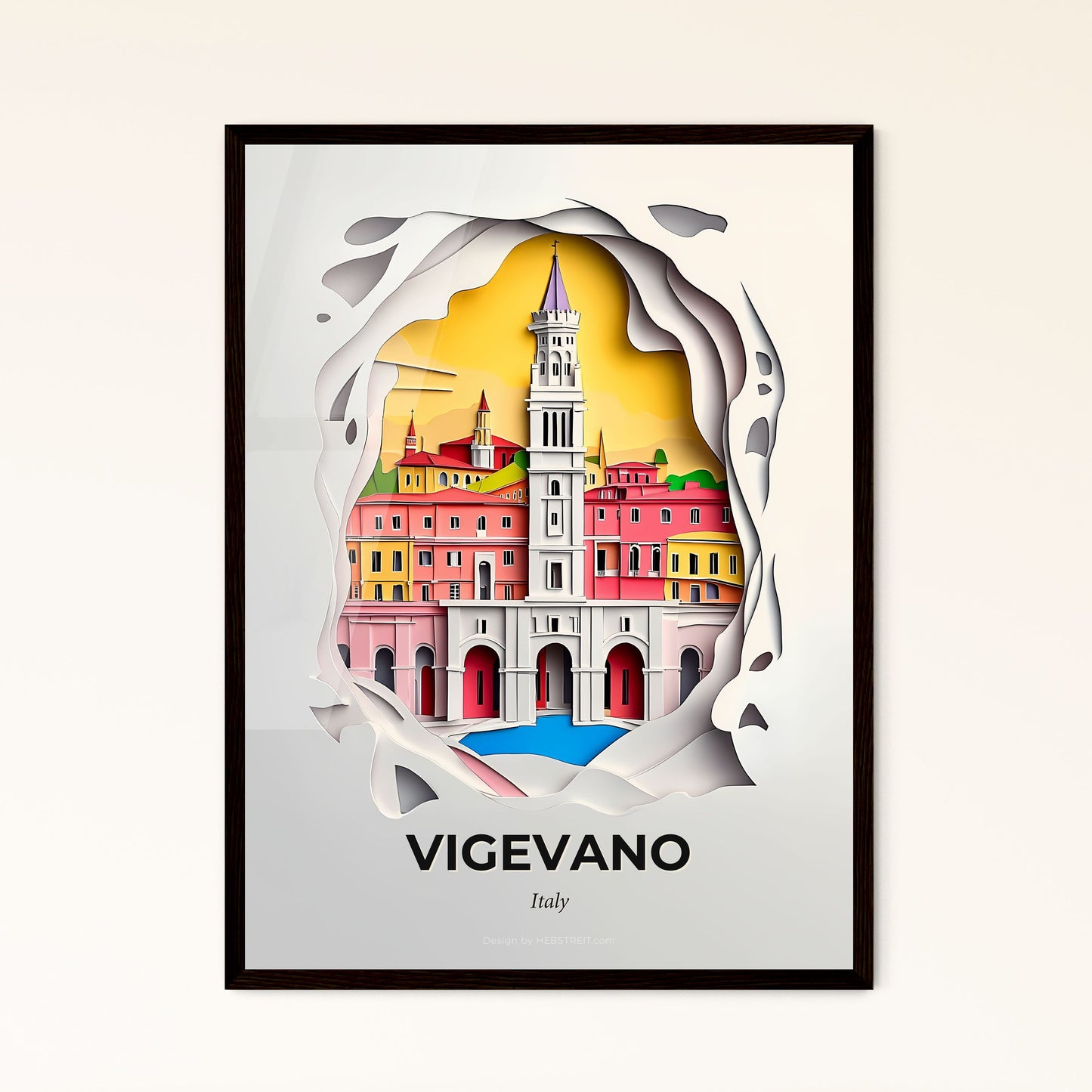 Vivid Vigevano, Italy - a paper cut of a building with a clock tower