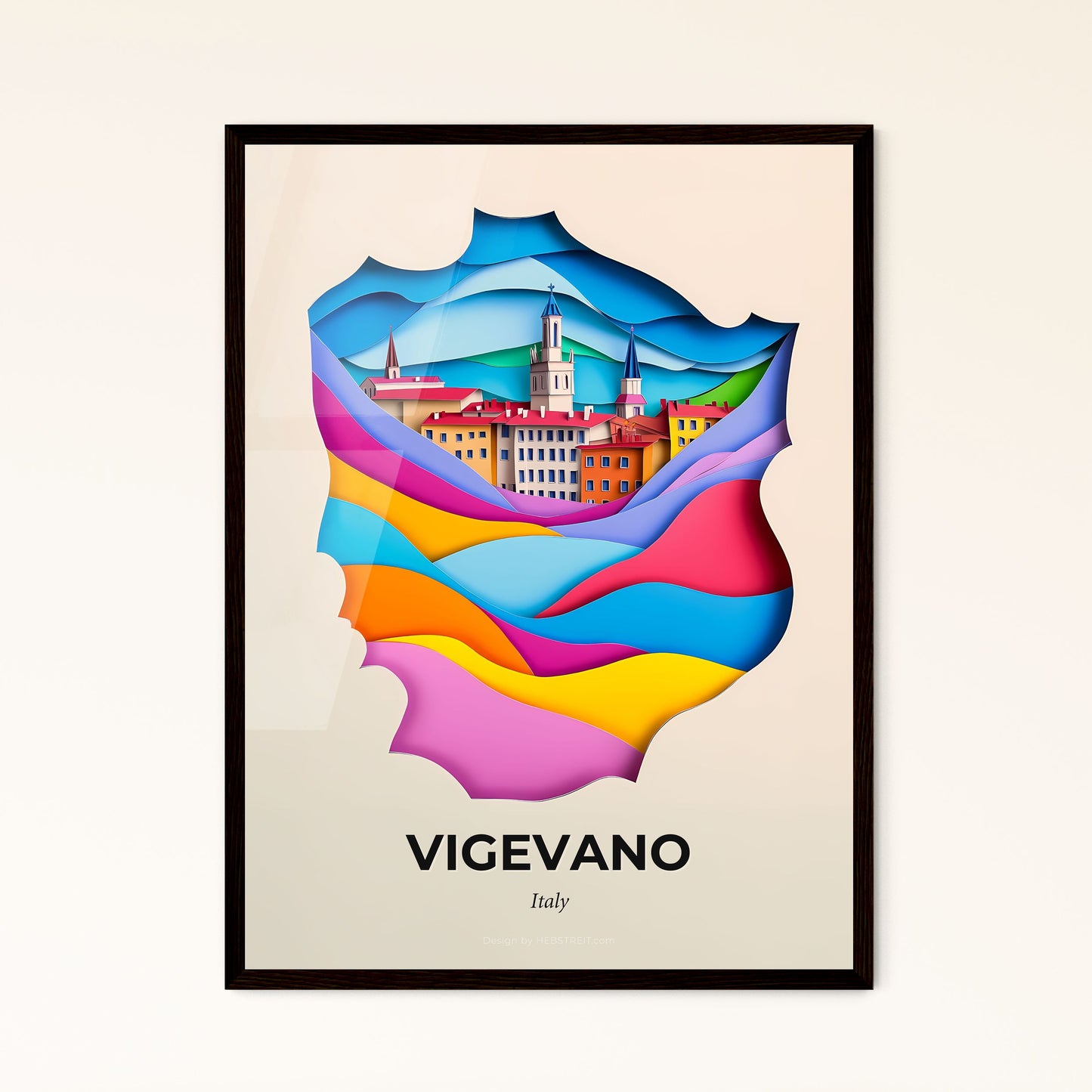 Vivid Vigevano, Italy - a colorful picture of a city with a mountain in the background