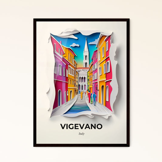 Vivid Vigevano, Italy - a paper cut of a street with people walking down it