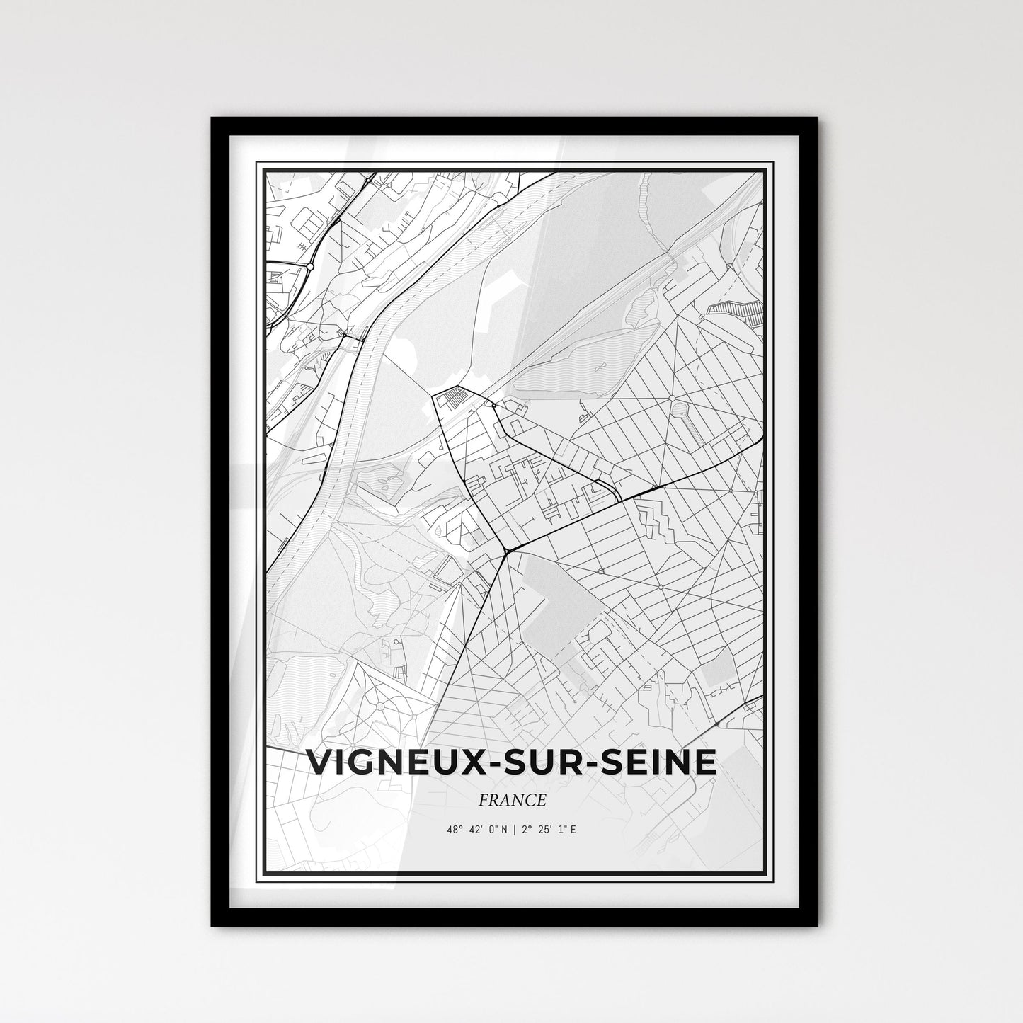 Vigneux-sur-Seine France - Scandinavian Style City Map for Modern Home Decor