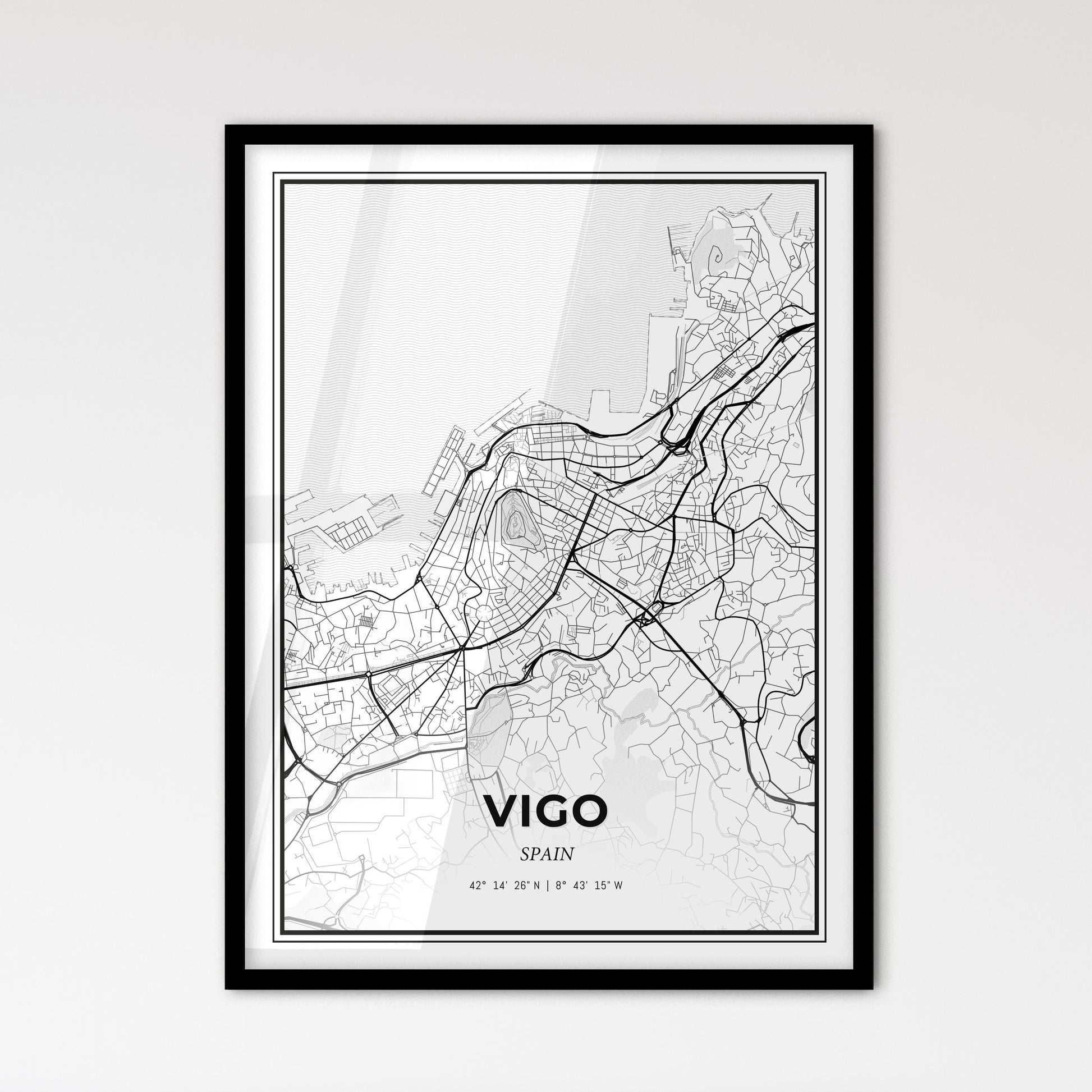 Vigo Spain - Scandinavian Style City Map for Modern Home Decor