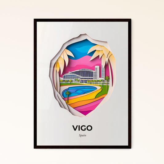 Vivid Vigo, Spain - a paper cut of a city with a pool