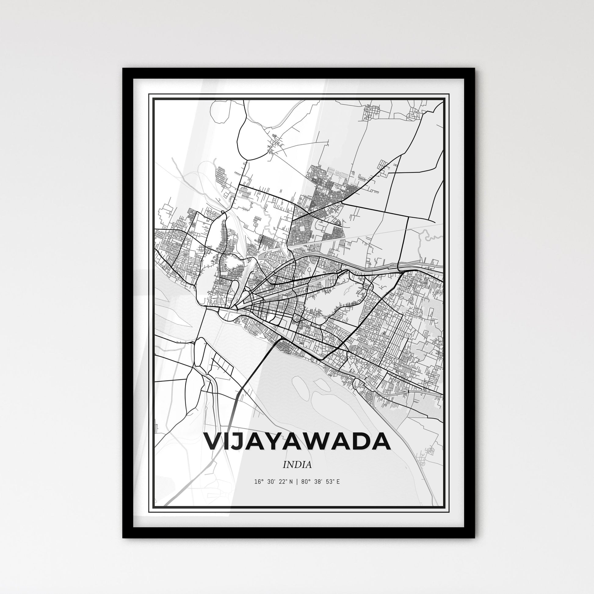 Vijayawada India - Scandinavian Style City Map for Modern Home Decor