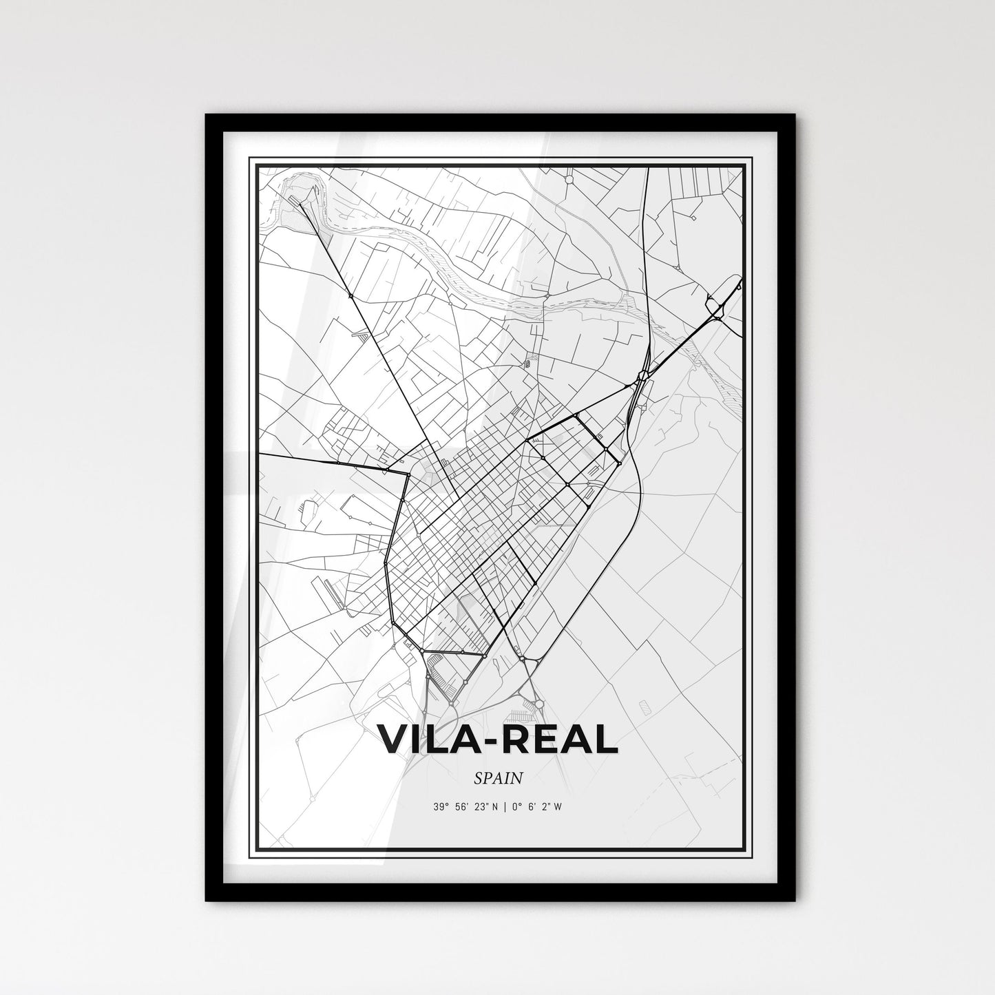 Vila-real Spain - Scandinavian Style City Map for Modern Home Decor