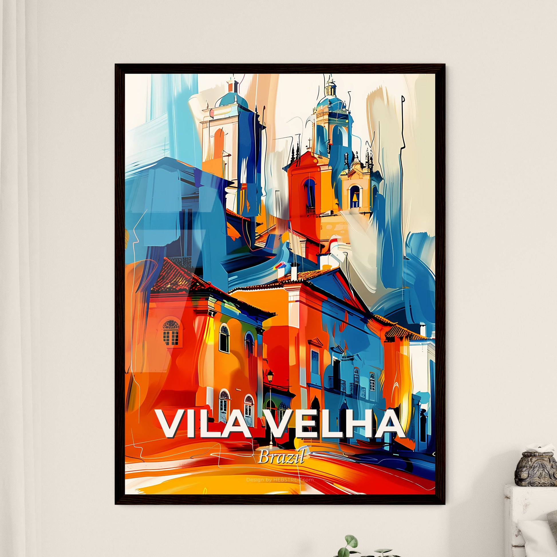 Vibrant Vila Velha, Brazil - A Colorful Painting Of A Building