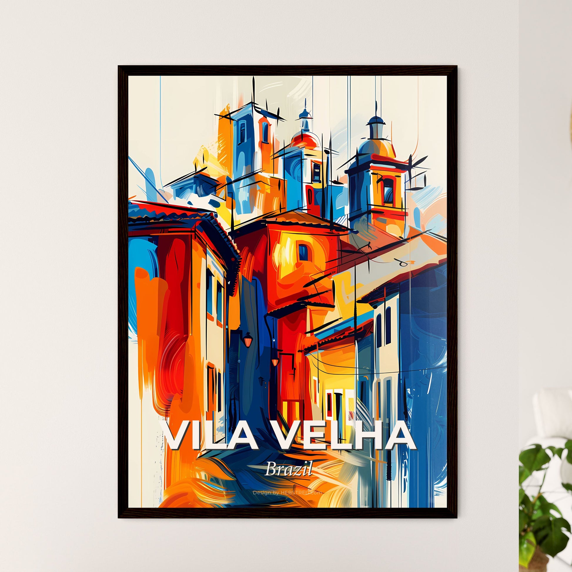 Vibrant Vila Velha, Brazil - A Colorful Painting Of Buildings