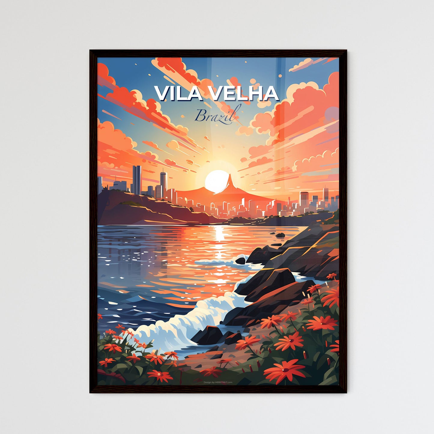 City Skyline Abstract Painting Sunset Over Vila Velha Brazil Default Title