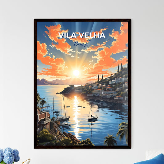 Vibrant Artistic Cityscape Painting Sunset over Vila Velha Brazil Skyline Default Title