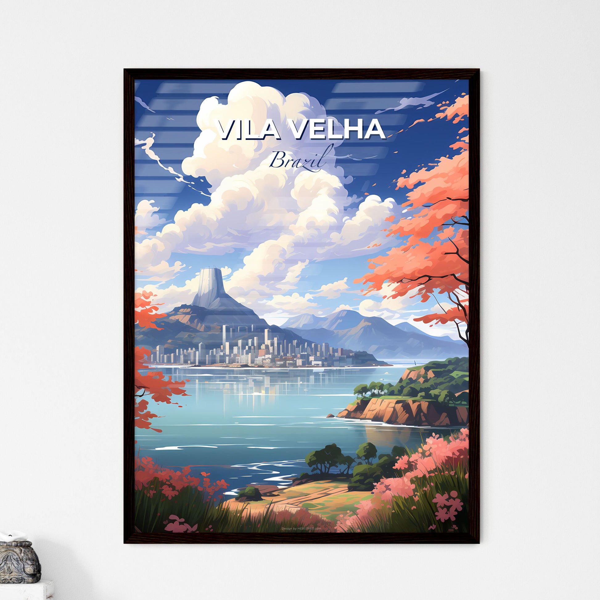 Vila Velha Skyline Brazil Cityscape Art Landscape Painting Landscape Water Vibrant Colorful Picture Default Title