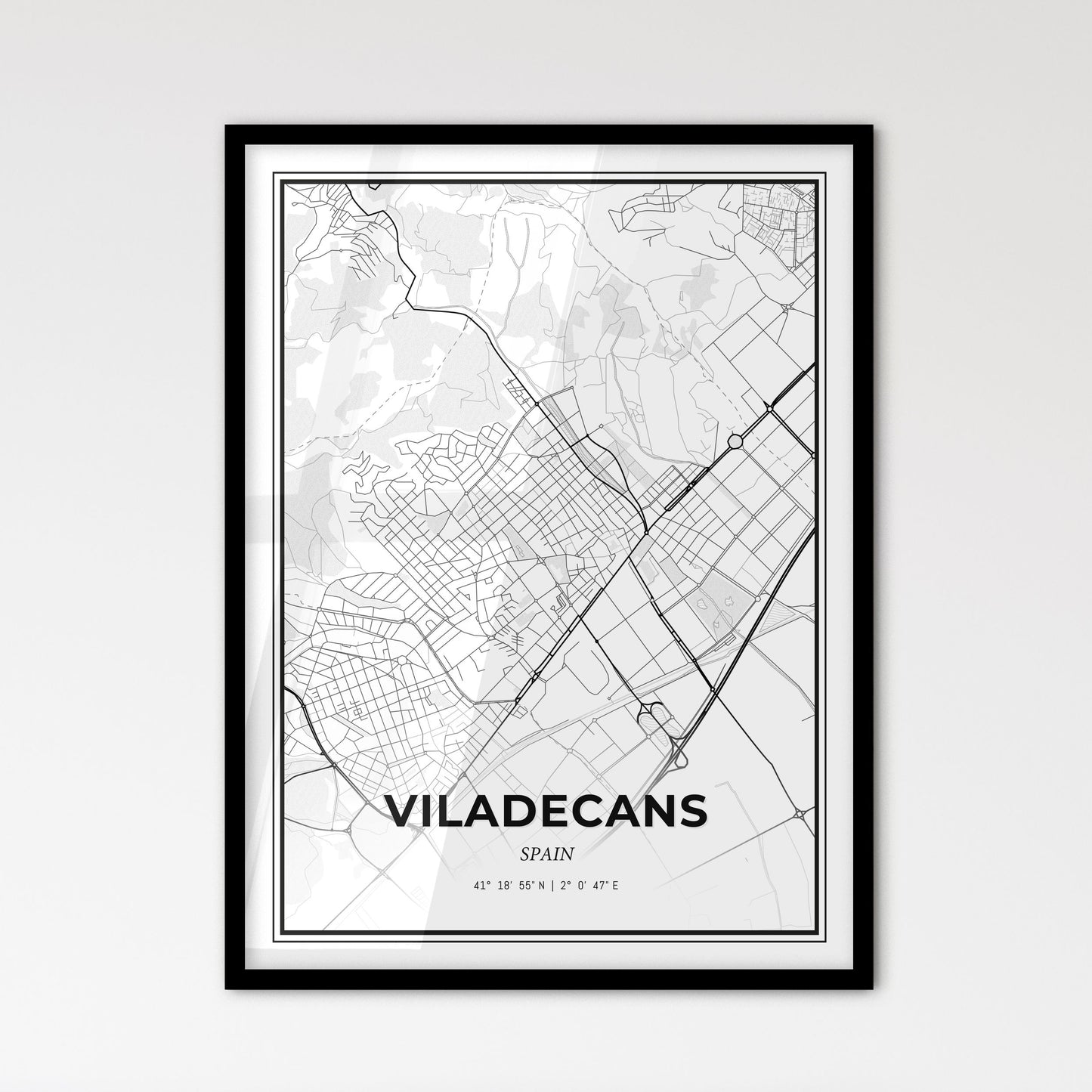 Viladecans Spain - Scandinavian Style City Map for Modern Home Decor