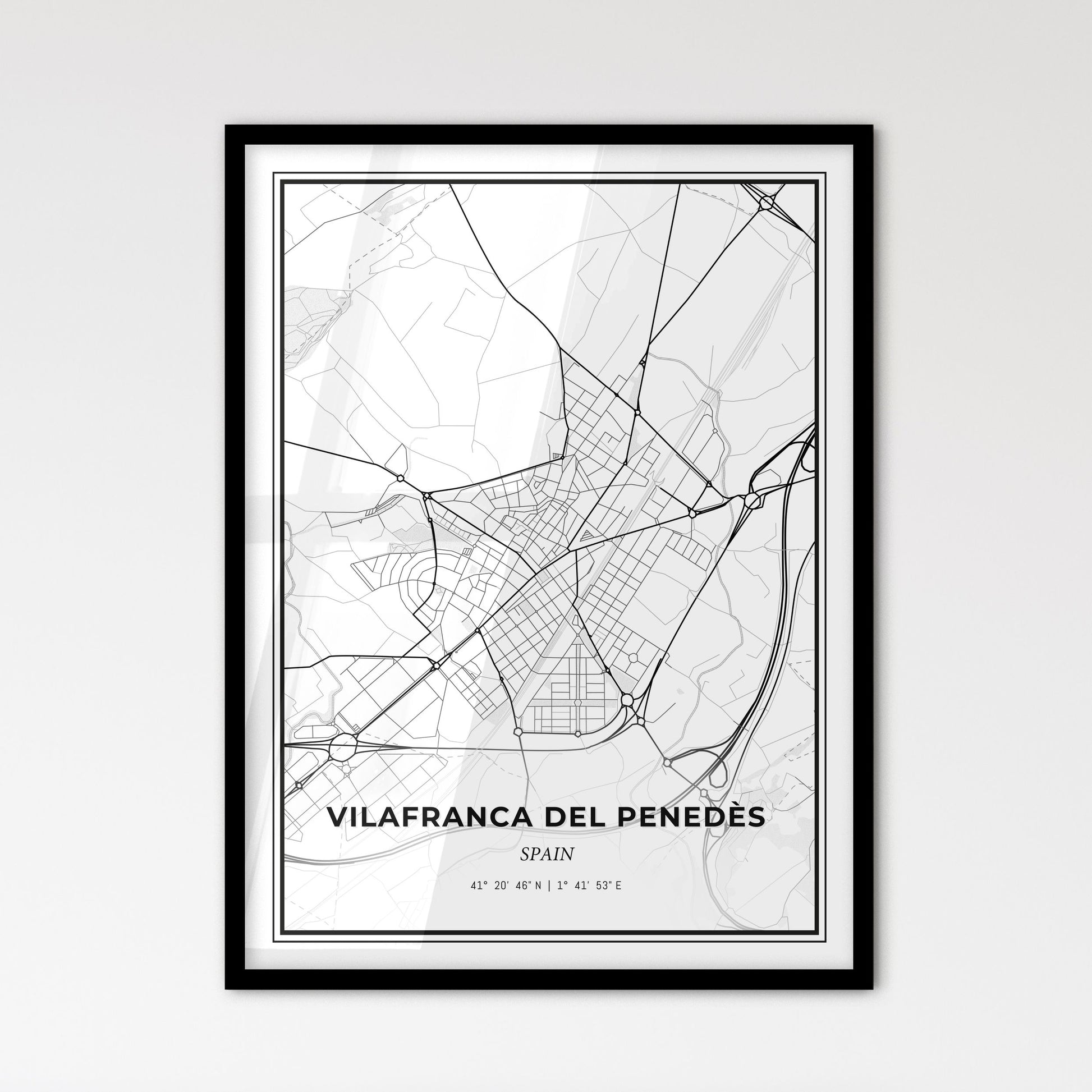 Vilafranca del Penedès Spain - Scandinavian Style City Map for Modern Home Decor