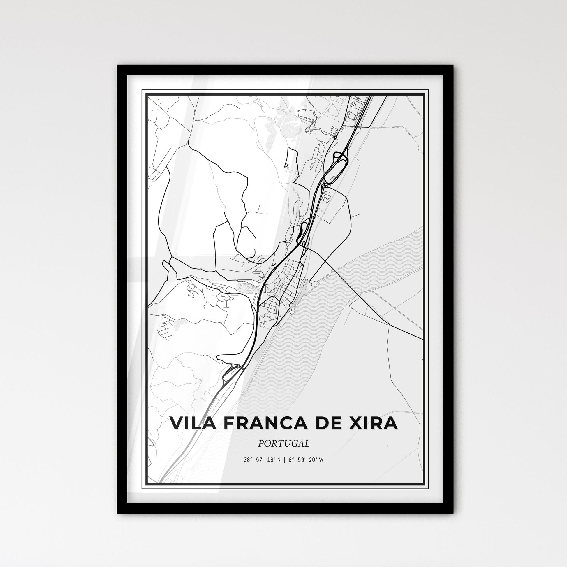 Vila Franca de Xira Portugal - Scandinavian Style City Map for Modern Home Decor