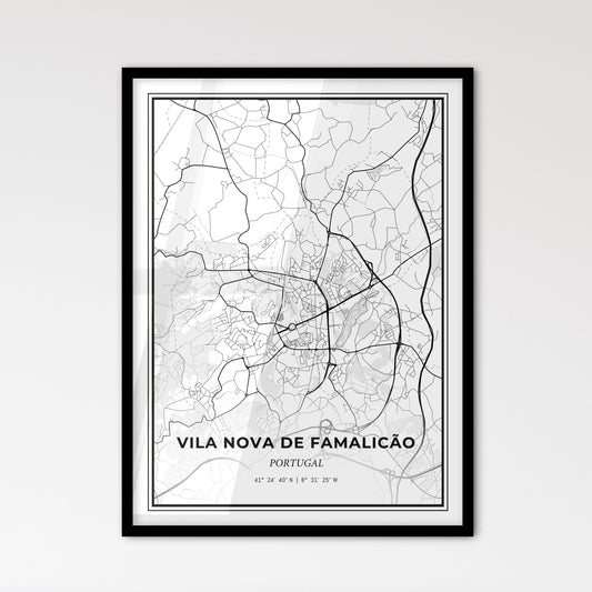 Vila Nova de Famalicão Portugal - Scandinavian Style City Map for Modern Home Decor