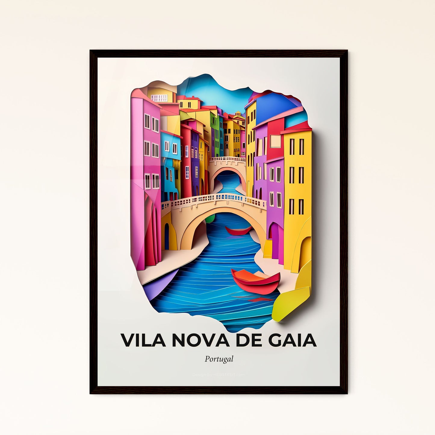 Vivid Vila Nova de Gaia, Portugal - a paper cut of a city with a bridge