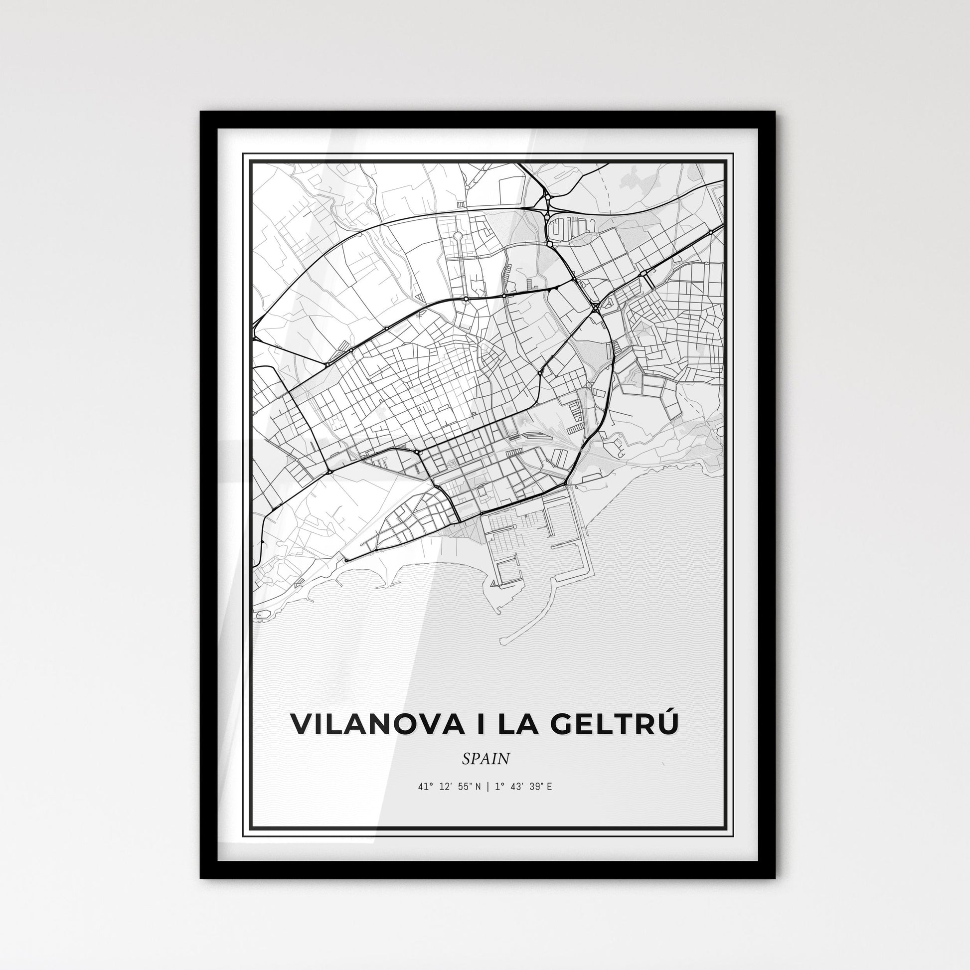 Vilanova i la Geltrú Spain - Scandinavian Style City Map for Modern Home Decor