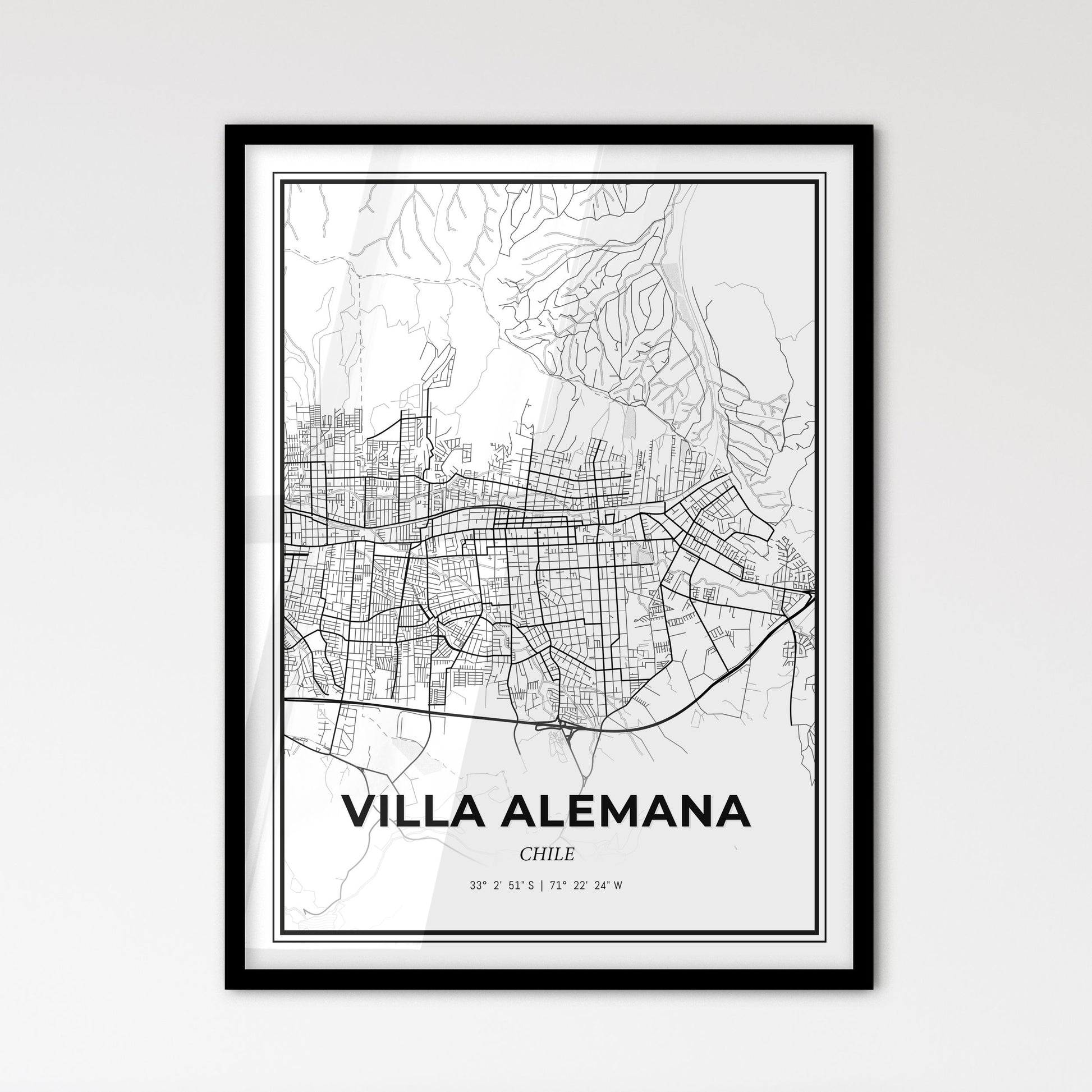 Villa Alemana Chile - Scandinavian Style City Map for Modern Home Decor