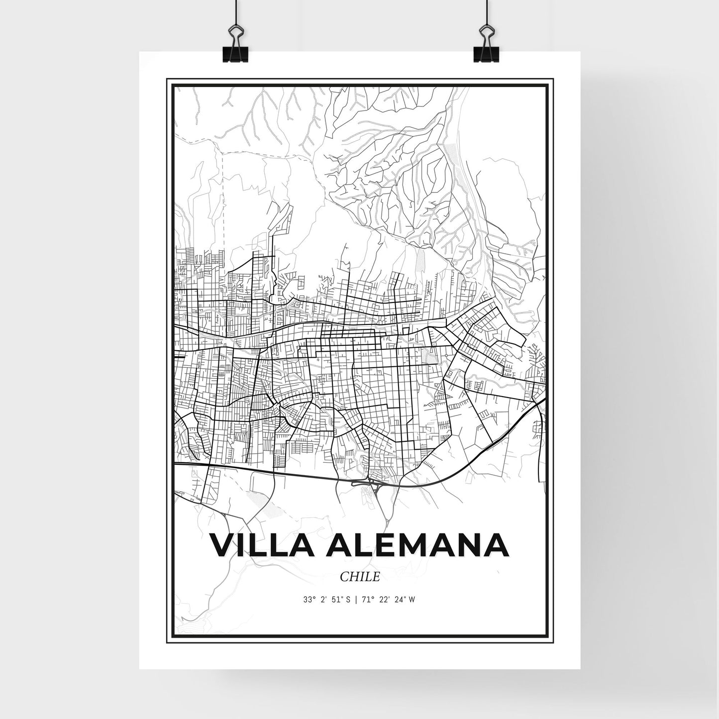 Villa Alemana Chile - Premium City Map Poster