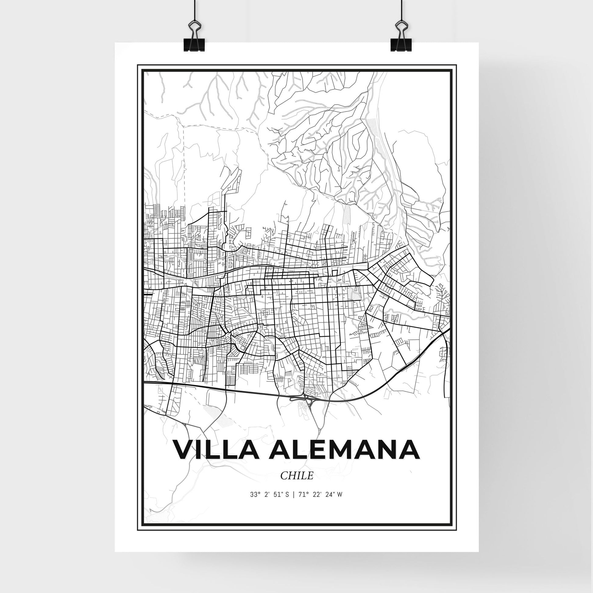 Villa Alemana Chile - Premium City Map Poster