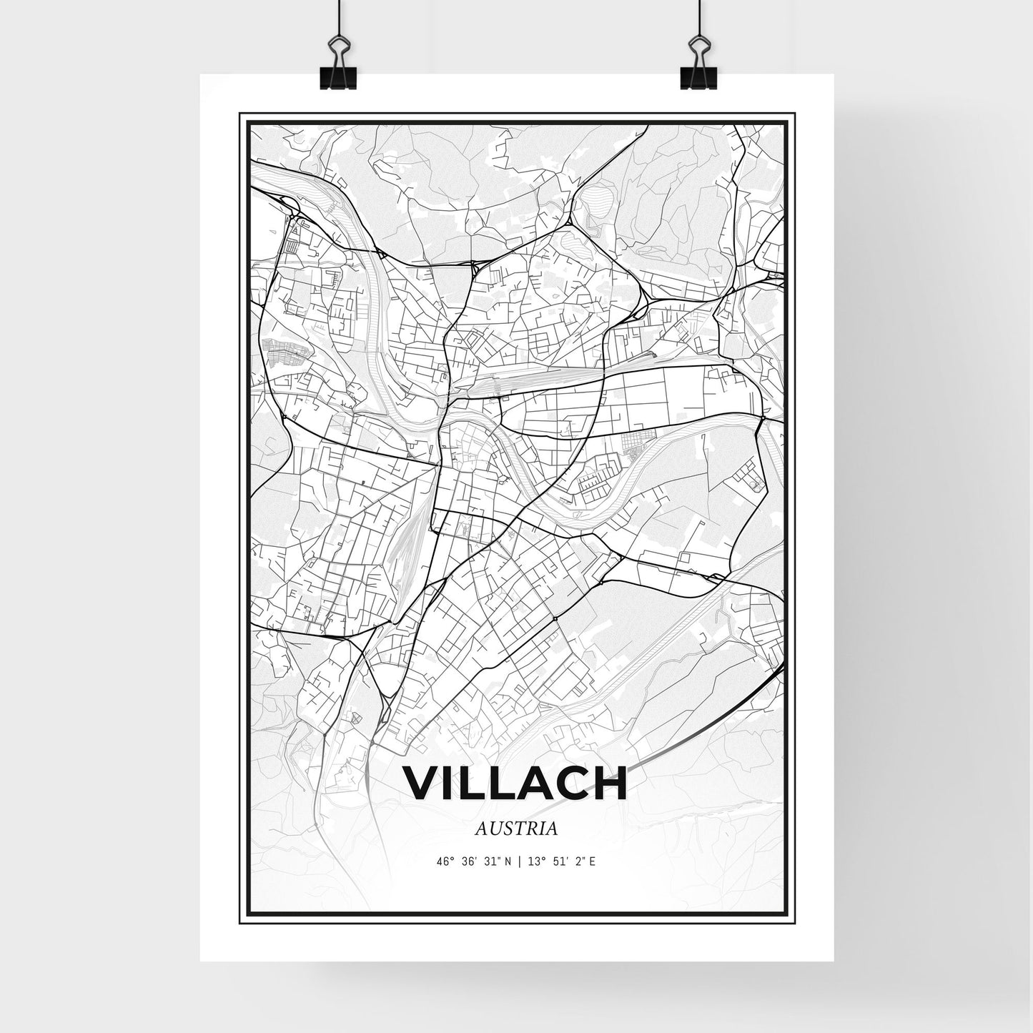 Villach Austria - Premium City Map Poster