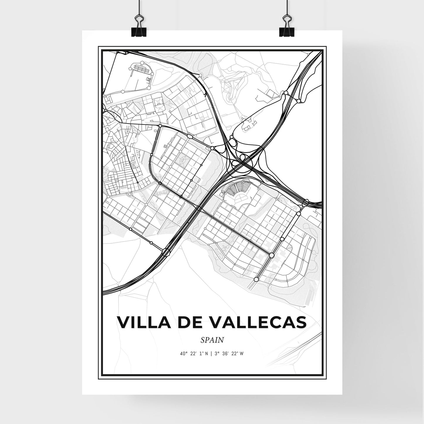 Villa de Vallecas Spain - Premium City Map Poster