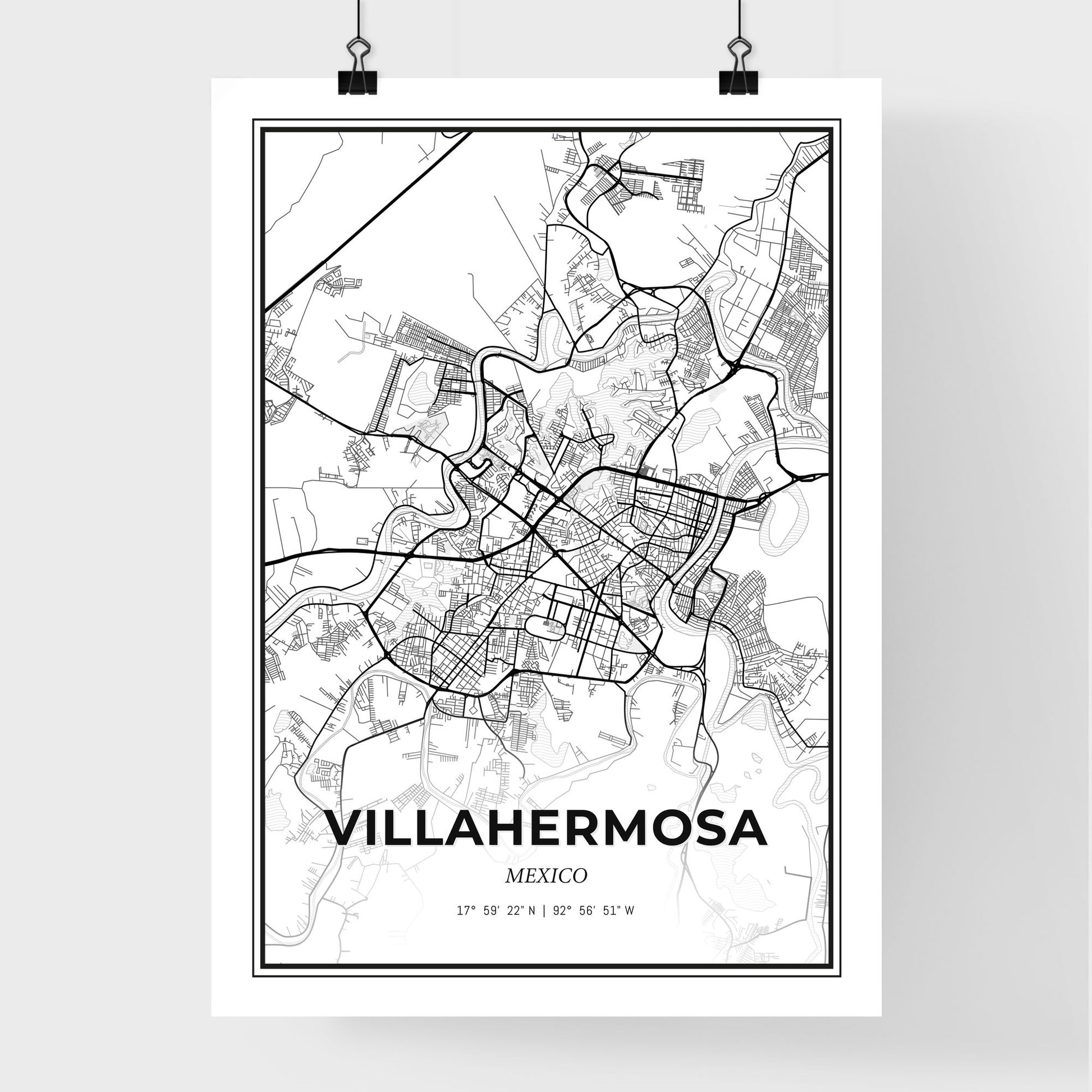 Villahermosa Mexico - Premium City Map Poster