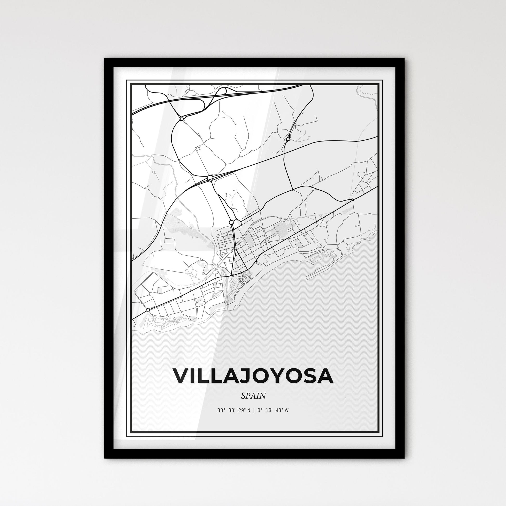 Villajoyosa Spain - Scandinavian Style City Map for Modern Home Decor